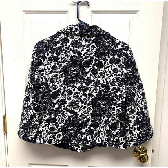 VTG Talbots Blazer, Navy White Lined Cotton, Peter Pan Collar, Women's Size 12 - Picture 5 of 7